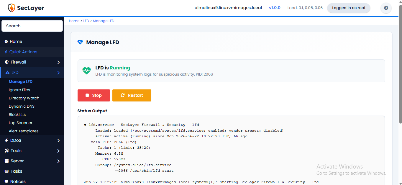 LFD manage screen